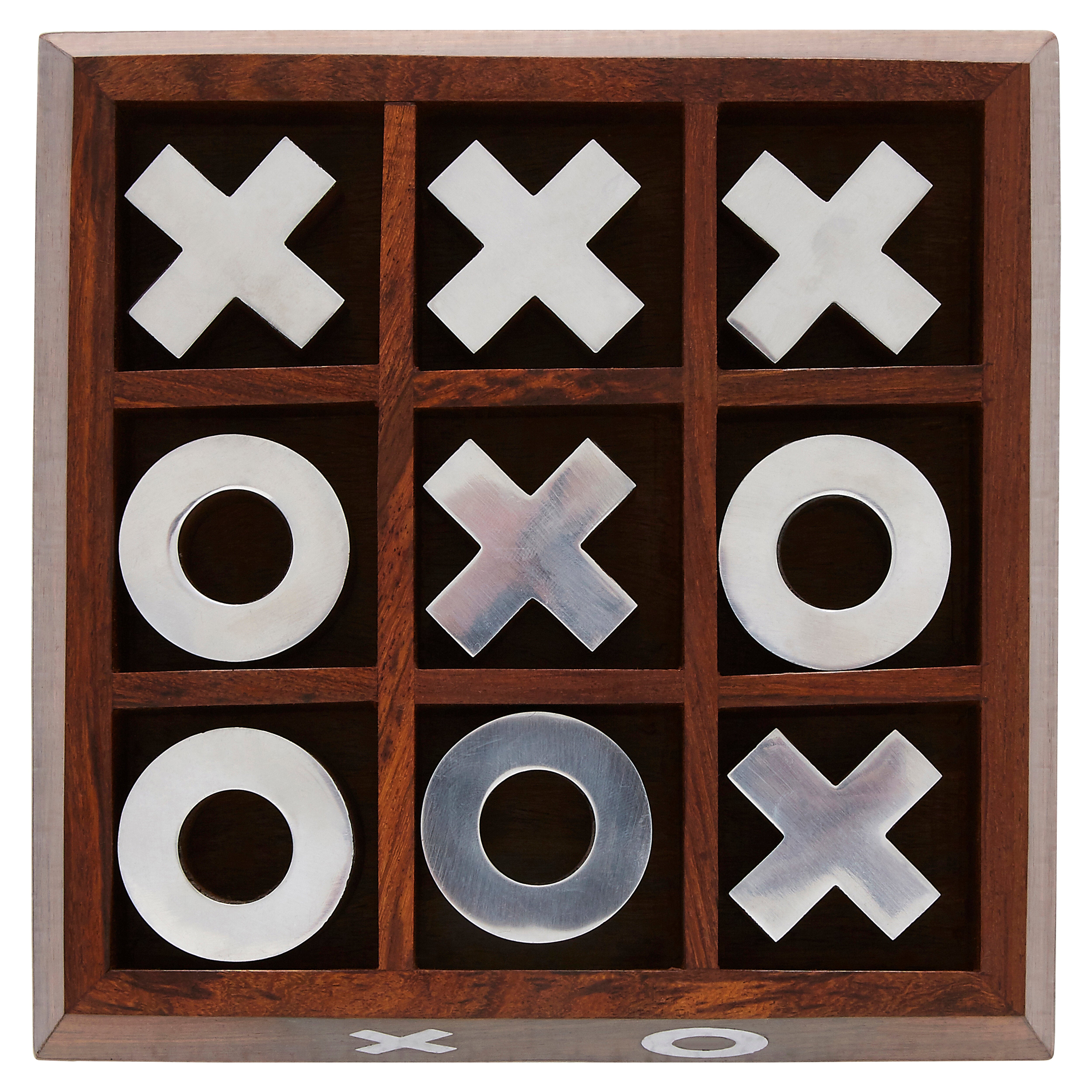 Terrence Games Sheesham Brown Wood Noughts & Crosses Game